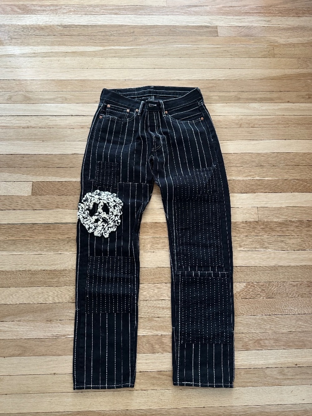 Denim tears black stripped jeans
